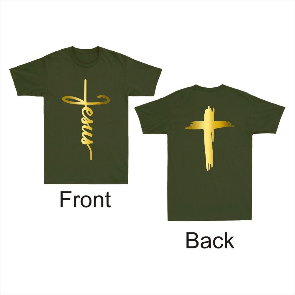 Jesus God Lover Christian Cross Faith Religious Front Back Print Unisexs Tshirt