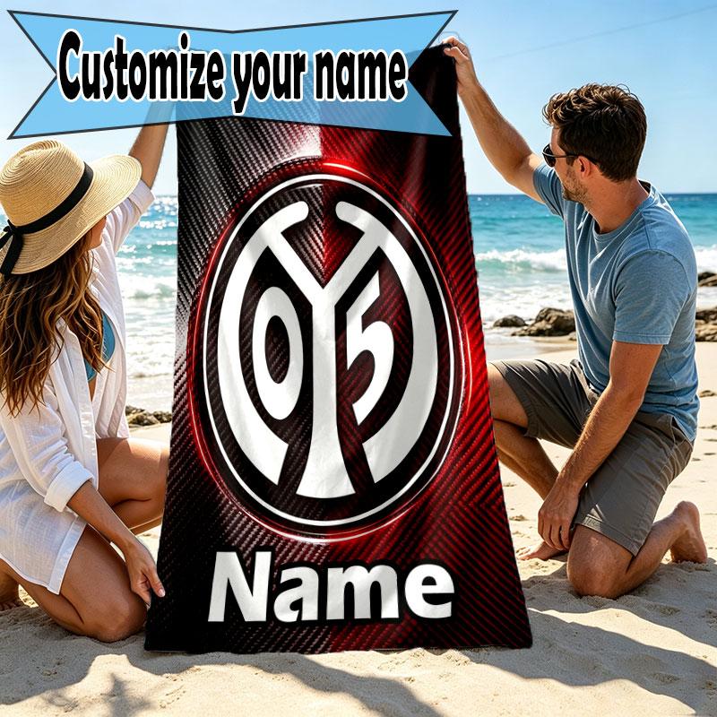 Custom Name Personalized 05 1FSV Mainz 05 Print Beach Towel, for Trip Camping Beach Party Home Decor, Birthday Gift for Family & Friends