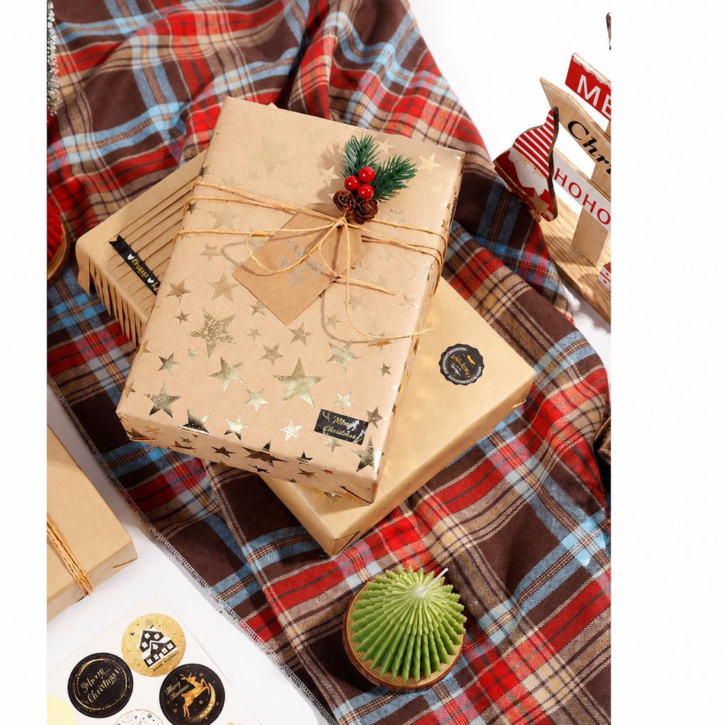 Christmas Gift Wrapping Paper Tear-Resistant Kraft Gift Wrapping Paper Holiday Wrapping Paper Roll Gold Foil For Daily Occasion