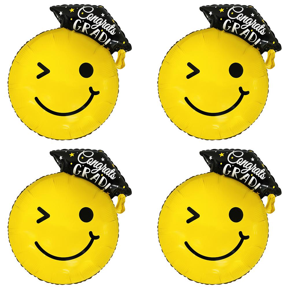 5-Pack Graduation Balloon Set, English Graduation Smiley Face, Graduation Party Foil Balloons Suitable for Graduation Party Birthday Party Other