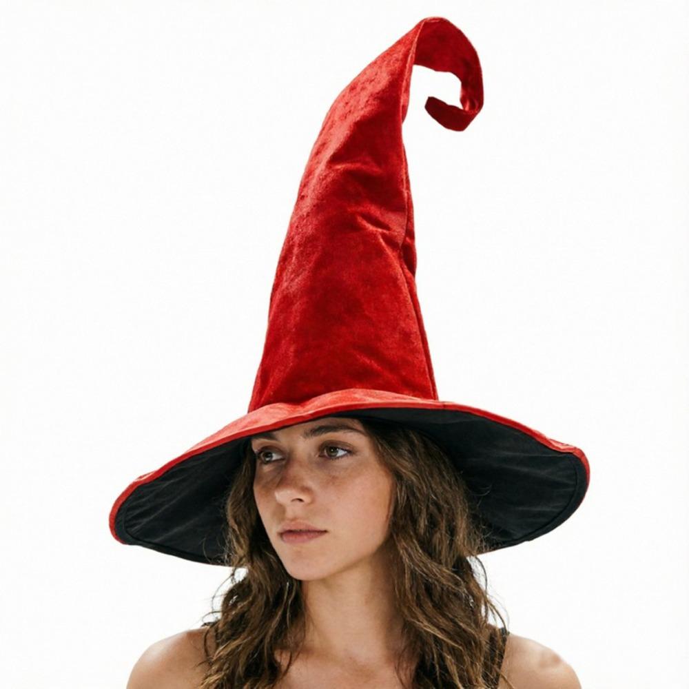 Velvet Halloween Witch Hat Large Witch Costume Hat Comfortable Plush Wizard Hat Role-Playing