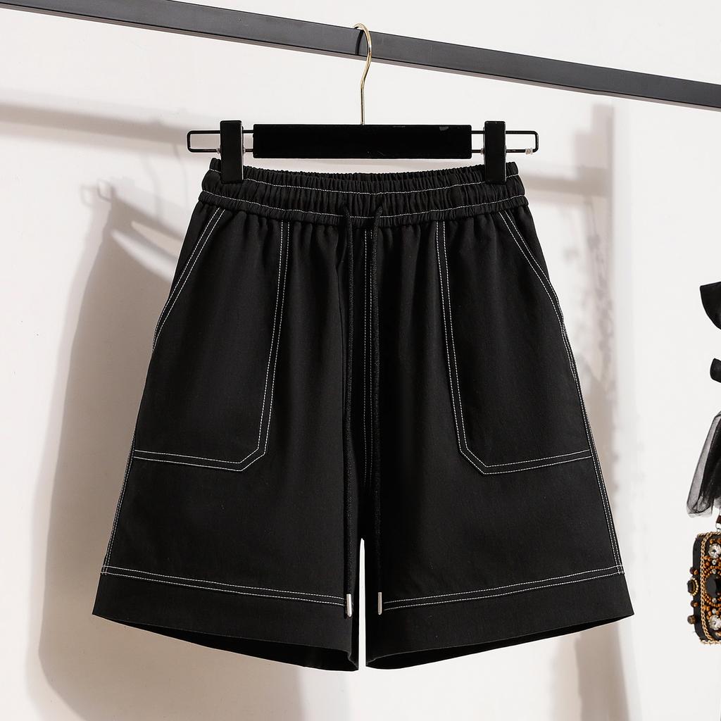DIMANAF 2024 Plus Size Women Summer Loose Pants 5XL High Waist Shorts Elastic Wide Leg Pants Casual Basic Short Pants