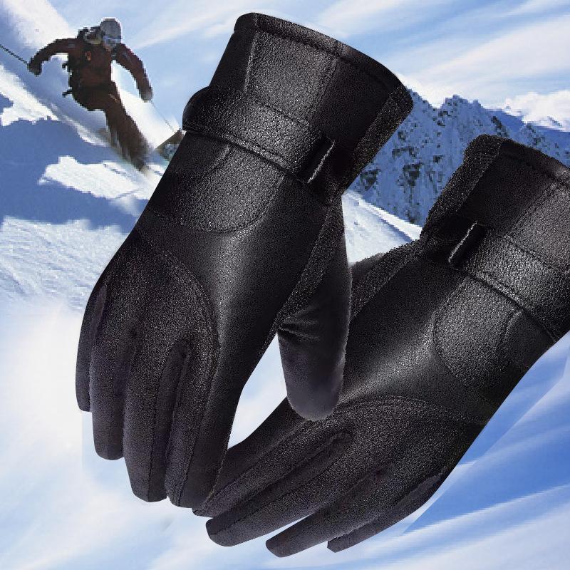 Guanti da sci invernali da uomo con touch screen, imbottiti e spessi, caldi, anti-freddo e antiscivolo, per equitazione all'aperto, moto anti-schizzi