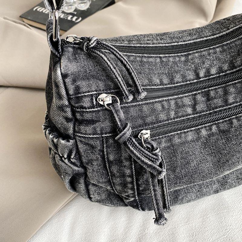 Single Shoulder Crossbody Bag Denim Retro Simple Casual Bag Large Capacity Versatile Bag for Women