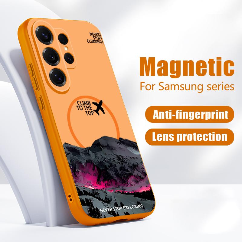 Magnetic For Magsafe Case For Samsung Galaxy S26 Ultra S25 Edge S24 Plus S23 FE S22 A17 A54 A55 A56 A57 5G Snow Mountain Scenery Pattern Cover