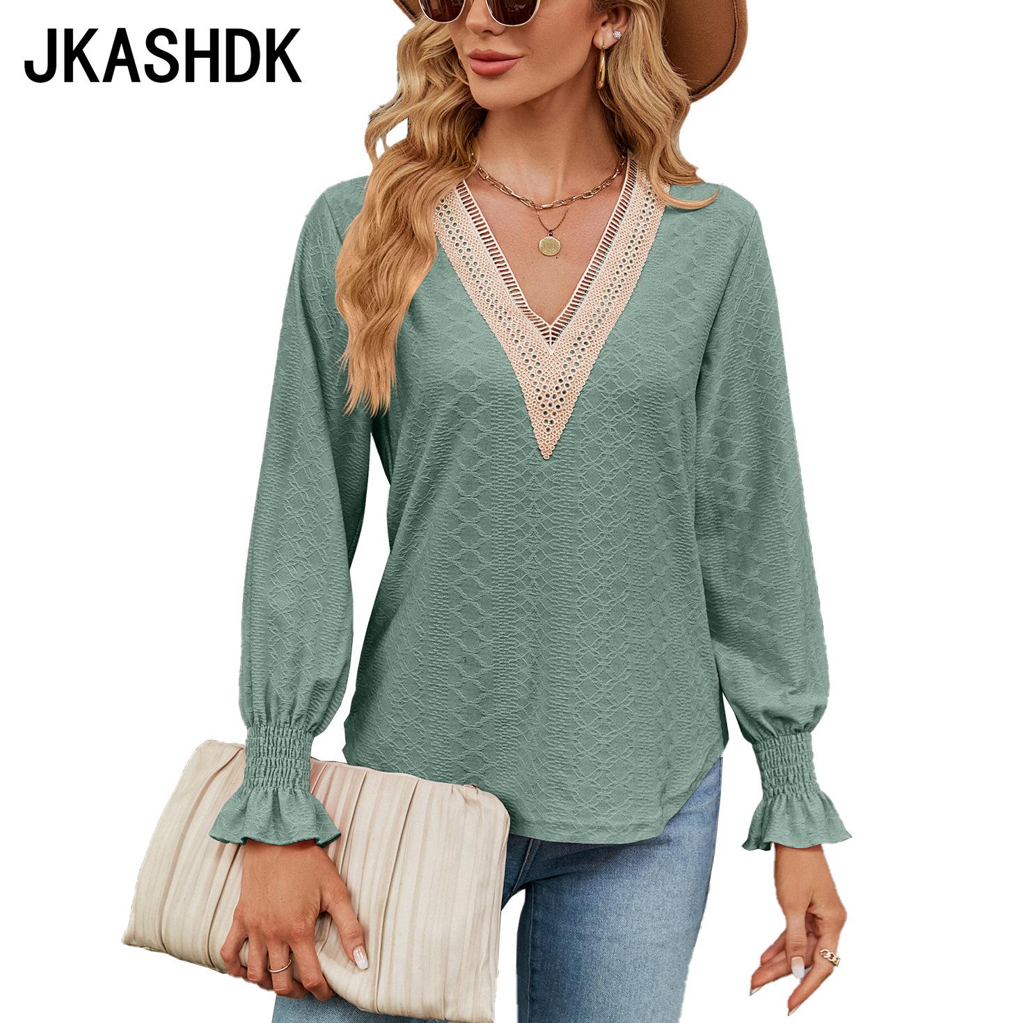 JKAASHDK женские модные повседневные однотонные принты весенне-осенние блузки и рубашки — фото 9