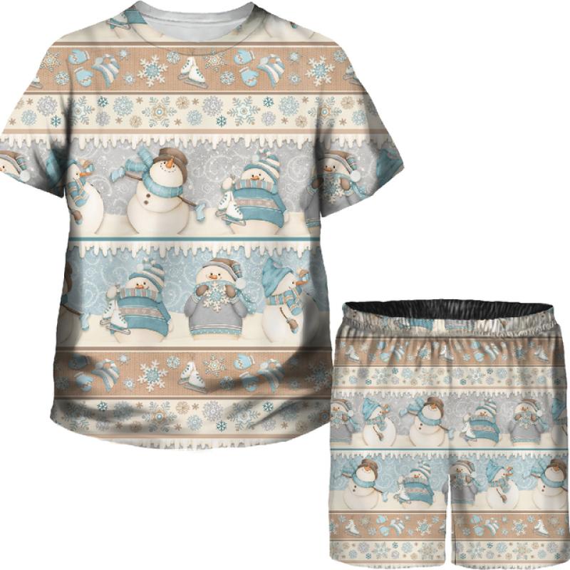 Boys Girls Funny Christmas T Shirts Shorts Sets Xmas Santa Claus 3D Printed Tees/Suits Kids Holiday Party Vacation Clothing Set