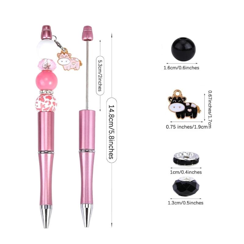 18x DIY Pen Making Kits Cute Cow Beadable Pens Kits Beadable Ballpoint Pen Writing Pen Office Supplies for Student