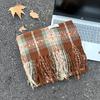 Korean Style Plaid Mohair Scarf - Women's Winter Imitation Cashmere Shawl