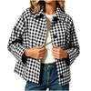Women's Casual Long Sleeve Button-Up Plaid Jacket