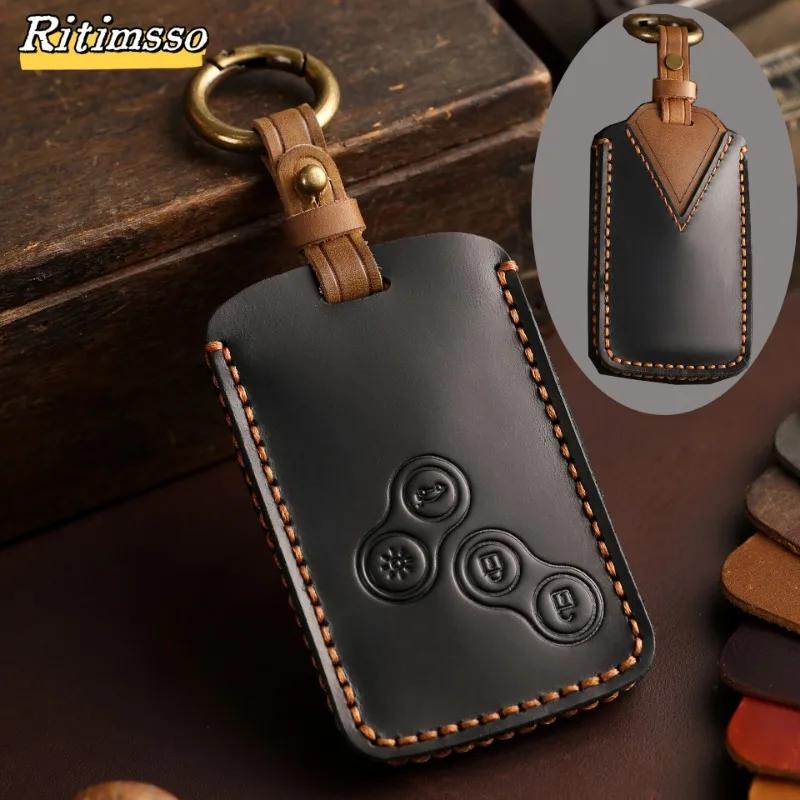 Handmade Leather Car Key Case Cover Shell for Renault Duster Captur Clio Logan Megane Koleos Scenic Nema Fluence Zoe Accessories