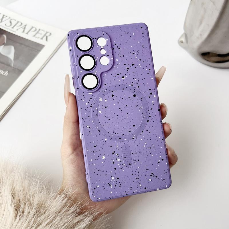 Dot Print TPU Slim Matte Magnetic Case For Samsung Galaxy S25 S24 Ultra S23 S22 S21 FE for Magsafe Soft Shockproof Lens Film Protection Phone Cover