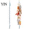 Mini Figure Storage Rack Stuffed Doll Cotton Hanging Chain, Wall Mounted Organizer with Hand Woven Toy Strap Metal Clips, Boho Display for Kids