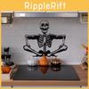 Halloween Lächelndes Skelett Wandaufkleber Mit Selbstklebendem PVC-Material Für Schlafzimmerdekoration