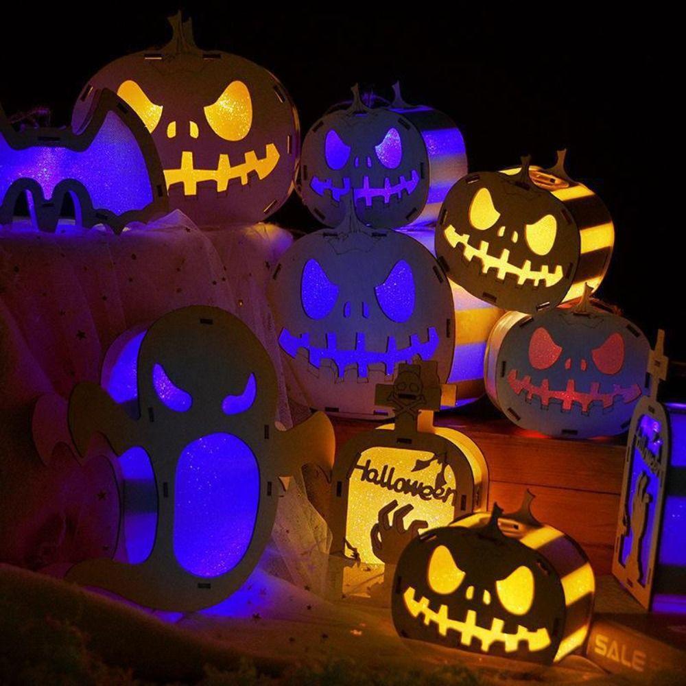 

Cat Pumpkin Lamp Lantern Bat Tombstone Glow Lantern Creative DIY Halloween Lantern Festival Decor