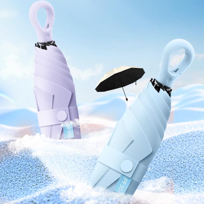Uv Protection Mini Umbrella Ultralight 6-Fold Portable Sunshade For Women Outdoor Beach Travel Compact Windproof Quick Dry