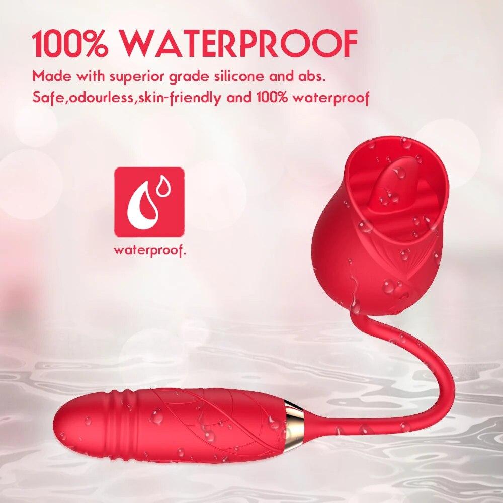 Rose Clitoris Tongue Licking Female Sucking Vibator Clit Stimulator Telescopic Vibration Nipple Vagina Sex Toys for Women Adults