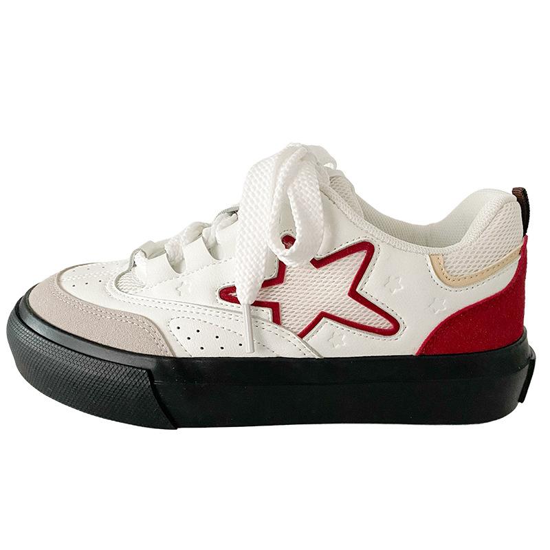 

B-9397 latex insole star platform white shoes women s shoes round head original design 2025 spring and summer new board shoes 40