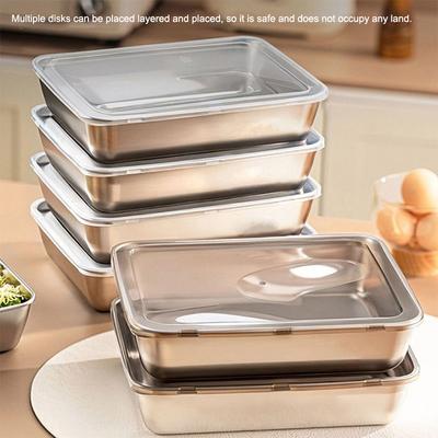 5 Pezzi Contenitore per Alimenti in Acciaio Inossidabile Scatola Freschezza con Coperchio , Rettangolare Salsiccia Noodles Piatto di Frutta