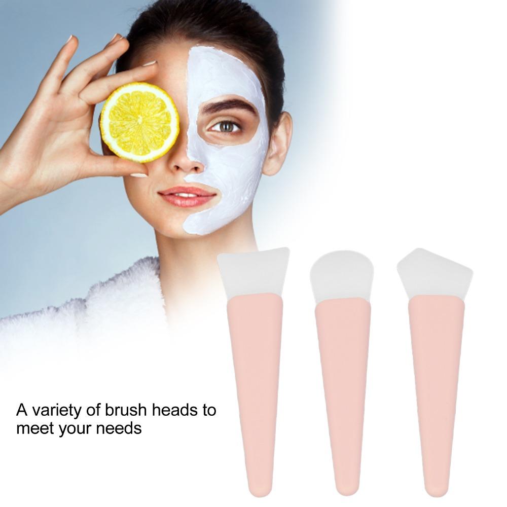 3pcs Easy To Clean Silicone Brush Applicator Kit Soft Silicone Reusable Makeup Brush Travel Use