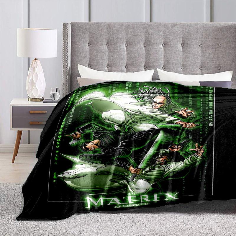 1pc Matrix Reloaded Artwork Cartoon Blanket,Portable Throw for Travel & Camping, All Season Cozy Blanket,Ideal Gift