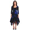 Women's Gothic Long Sleeve Lace Up Dress, Irregular Hem Medieval Witch Costume, Black Halloween Party Outfit