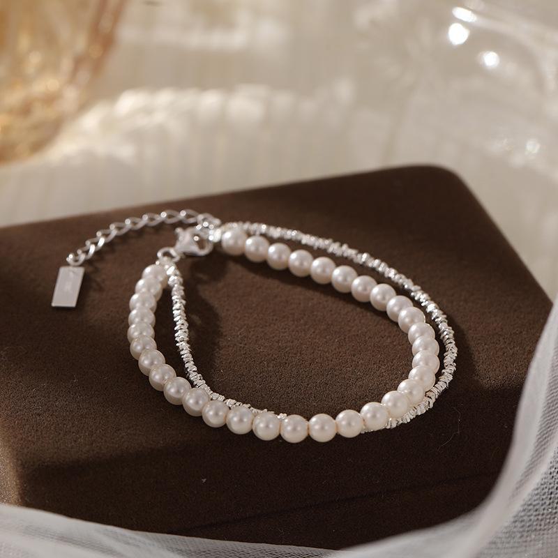 

Двухслойный браслет из стерлингового серебра Banyan Tree S925 с жемчугом - легкий роскошный ювелирный подарок для женщин BRS353