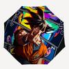 1pc DRAGON BALL Goku Saiyan Automatic Open/Close Folding Umbrella, Windproof 8-Rib Construction, Lightweight Travel Umbrella for Women/Men 55