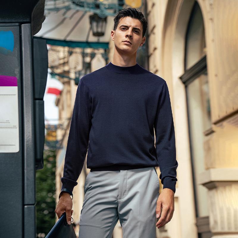 Men's Thickened Wool Sweater, Machine Washable, Solid Color - W9310 (Autumn/Winter)