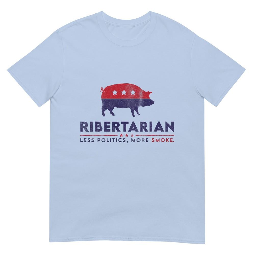 Ribertarian Funny Pitmaster Bbq Meat Smoker Less Politics Tshirt S