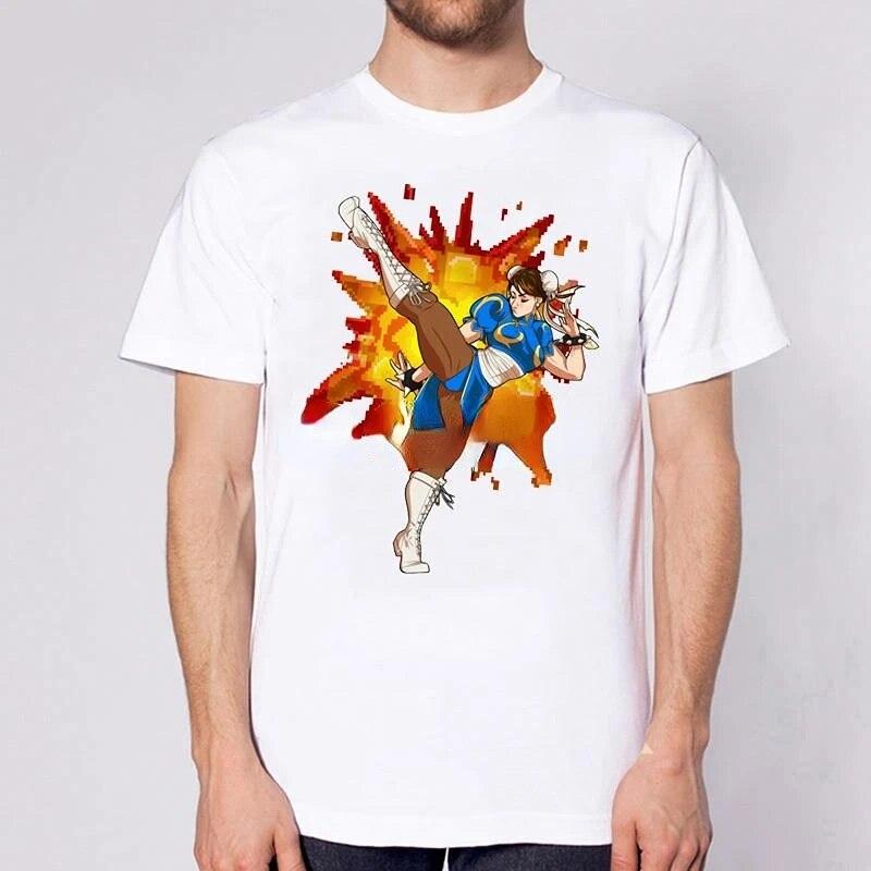 Street Fighter Chun Li Print T-Shirt Fashion Street Style Unisex Women Funny Tshirt Short Sleeve Summer Tops Harajuku Streetwear