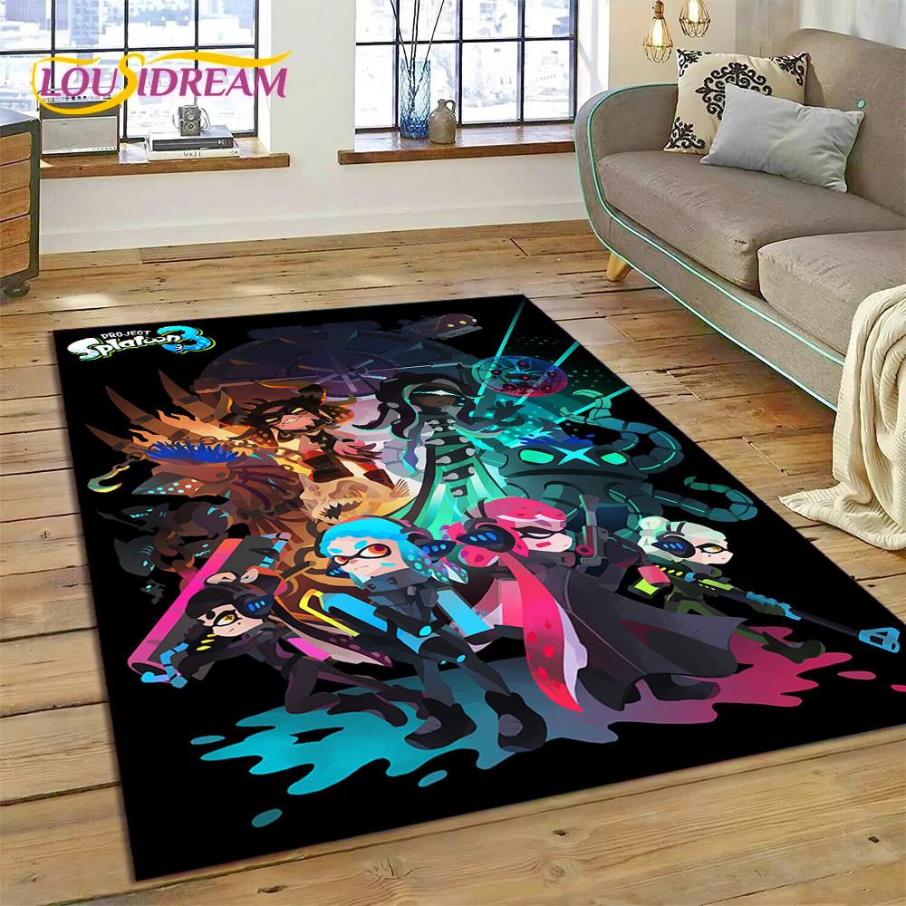 Splatoon3 PC Gamer Cartoon Game Rug Carpet for Living Room Bedroom Home Decor,Floor Mat Non-slip Decoration for Sofa Doormat KID
