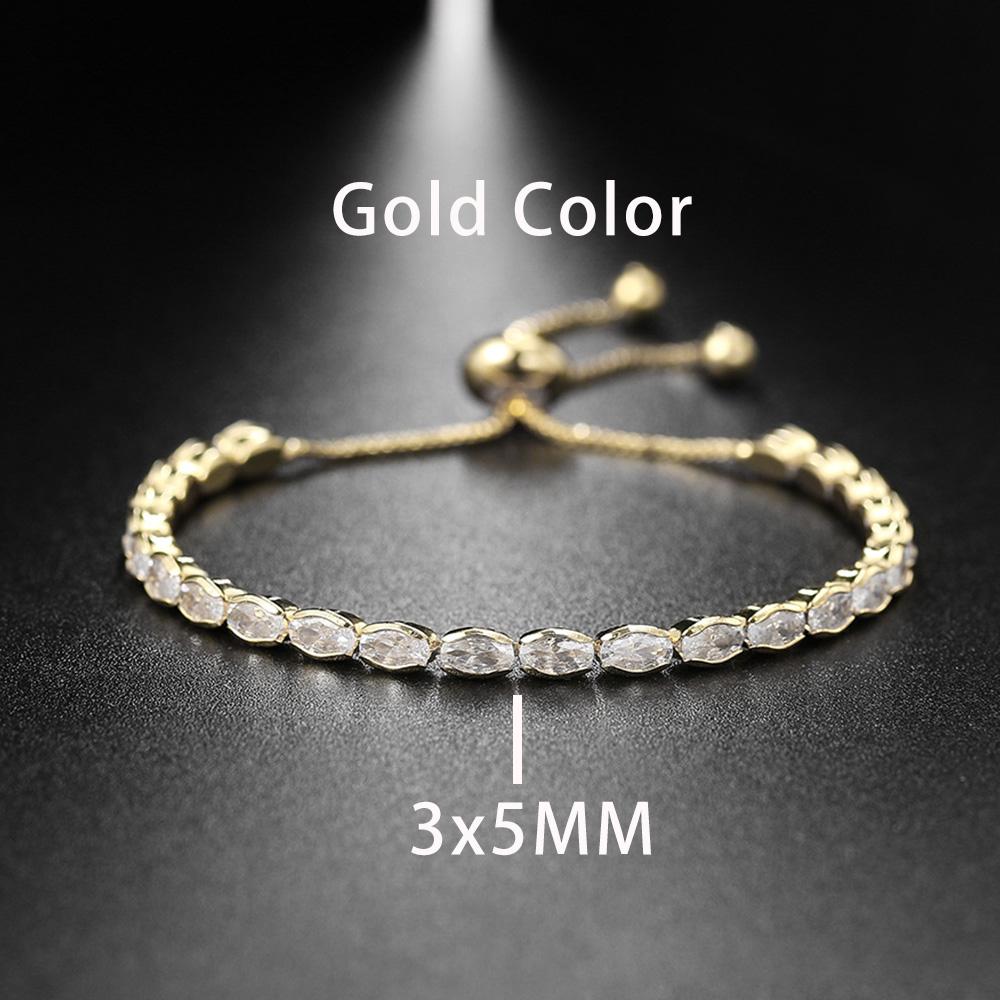 New Trendy Adjustable Oval Cut Tennis Bracelets for Women Dazzling Horse Eye Shaped Zirconia Chain on Hand Wedding Party Zircon