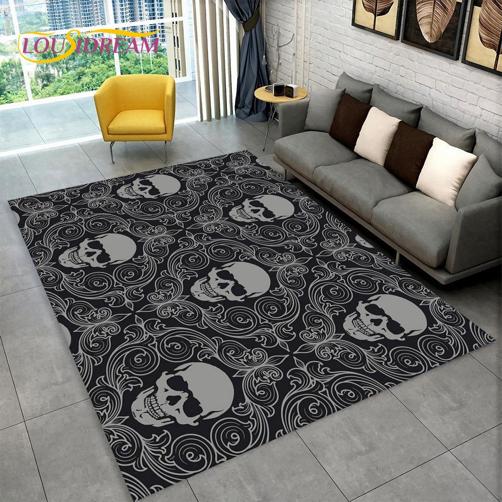 Dywan z motywem czaszki gotycki czarownicy, dywanik do salonu, sypialni, sofy, pokoju zabaw, wycieraczka, dekoracja, antypoślizgowa mata podłogowa