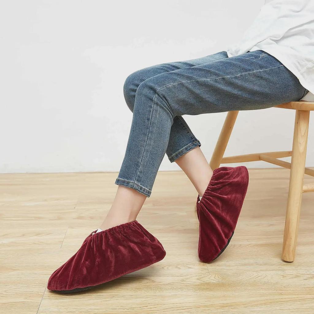 Durable Non-Slip Flannel Shoe Covers for Reusable Indoor Use - Ideal for Kids, Guests, and Students