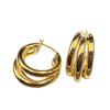 Xinfly Luxury Italian Design 18kt Small Yellow Gold Triple Hoop Huggie Earrings Waterproof Tarnish Free for Ladies and Girls