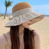 Daisy Lace Brim Ribbon Knitted Bucket Hat