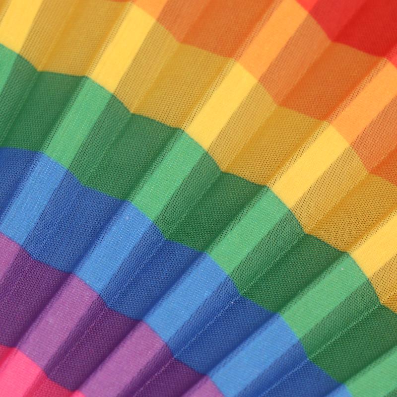Handlicher Regenbogen Großer Faltfächer Spanischer Stil Faltbarer Tragbarer Fächer für Damen Partys Bühne Tanz Kühlung im Freien