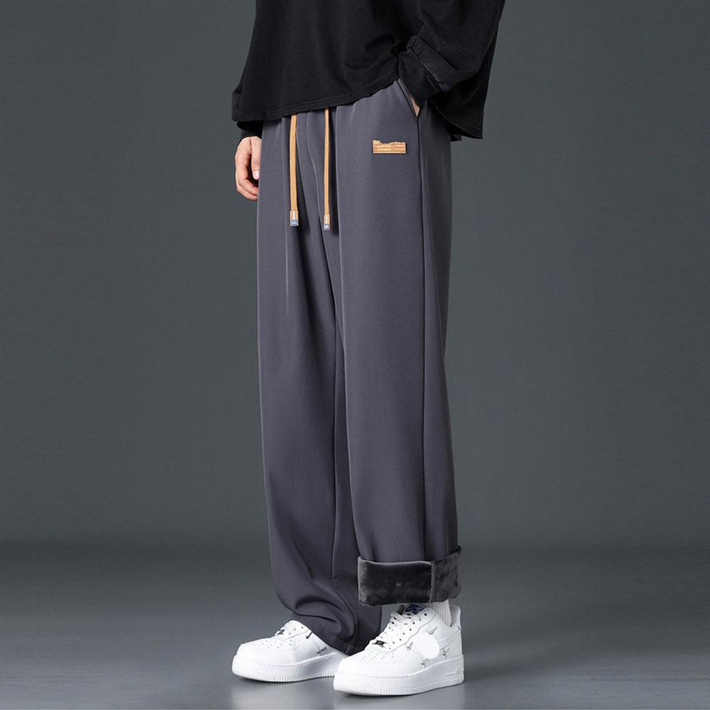 Pánské oversized zimní oblečení plus sametový fleece ležérní tlusté kalhoty rovné kalhoty tepláky teplákové kalhoty pro muže