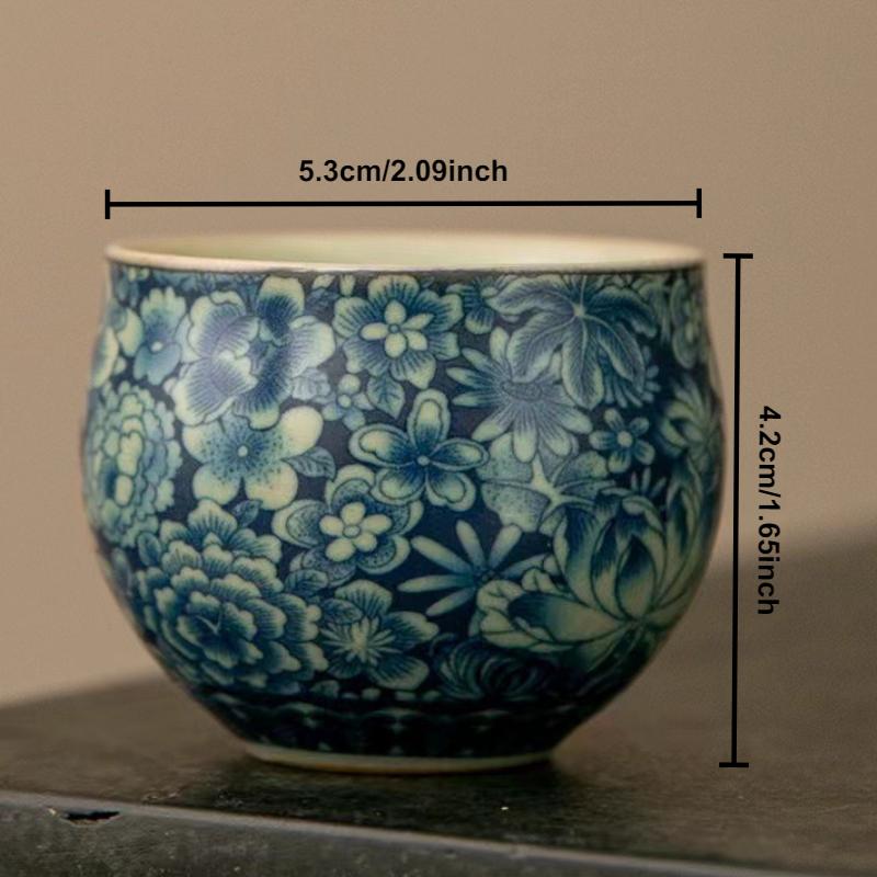 

Chinese Ru kiln Teacup blue and white Master Cups Ceramic Tea Bowl Mugs Chinese Kung Fu Gongfu Teaware Set Household Drinkware