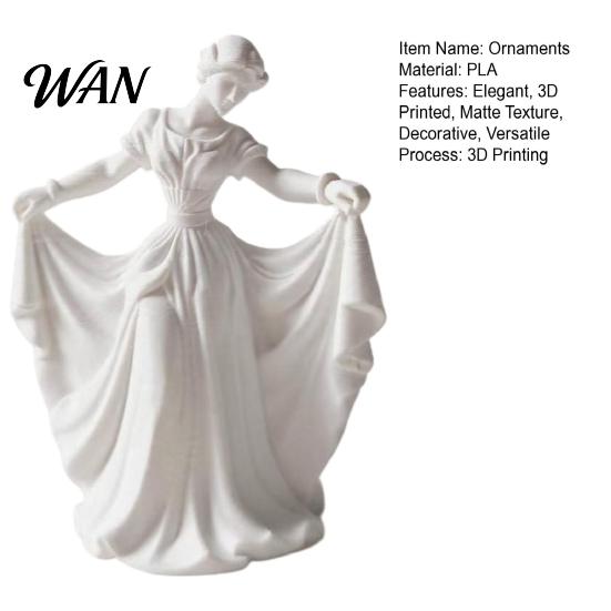3D-gedruckte Heimdekoration Tänzerfigur, Elegante Tanzmädchenstatue mit fließendem Kleid, Ästhetische PLA-Kunst Klassische Ornament-Skulptur zur Dekoration, Modern