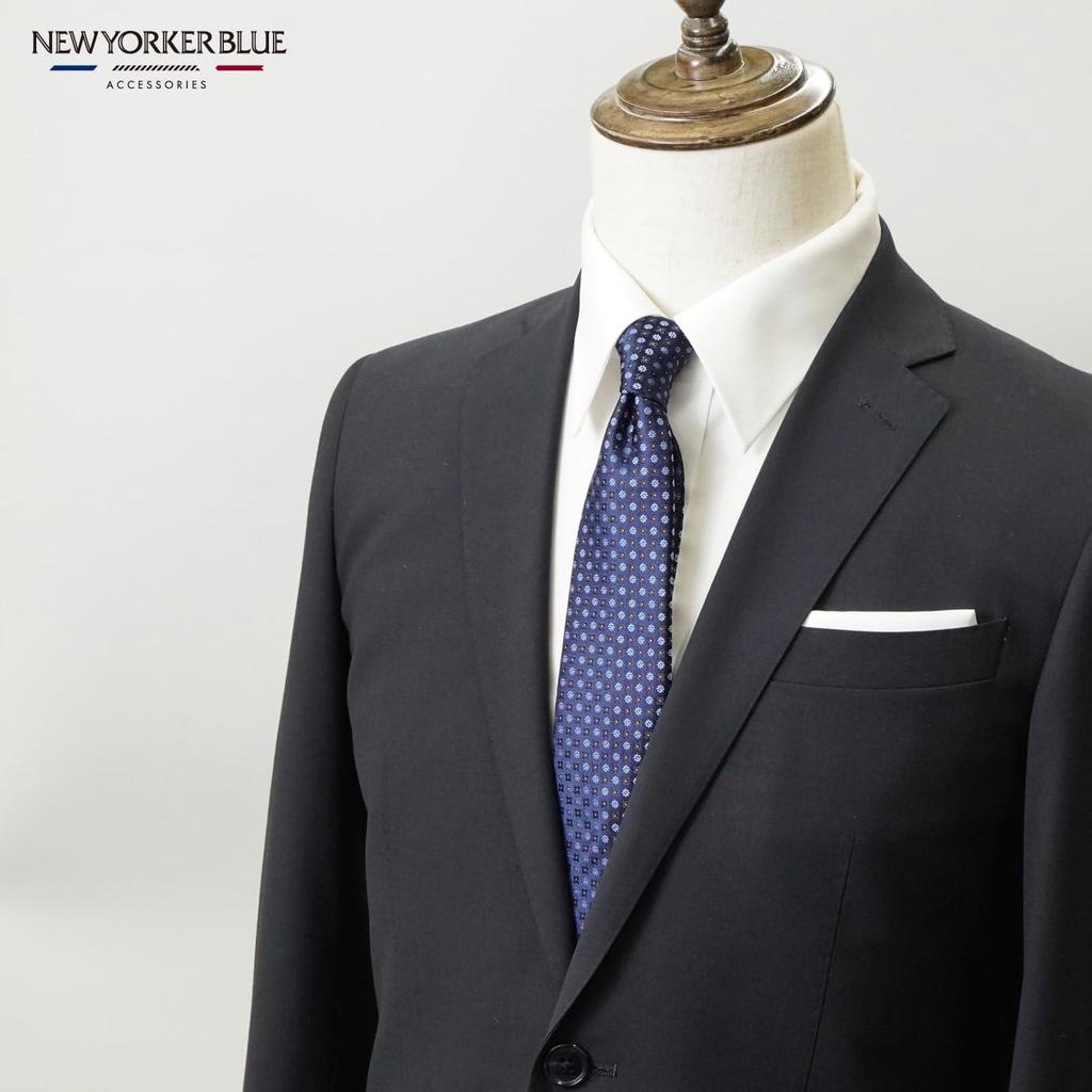 [New Yorker Blue] Small Pattern (Small Flower) Tie NB910419 Navy Brown Free Size Business Suit Style Gift