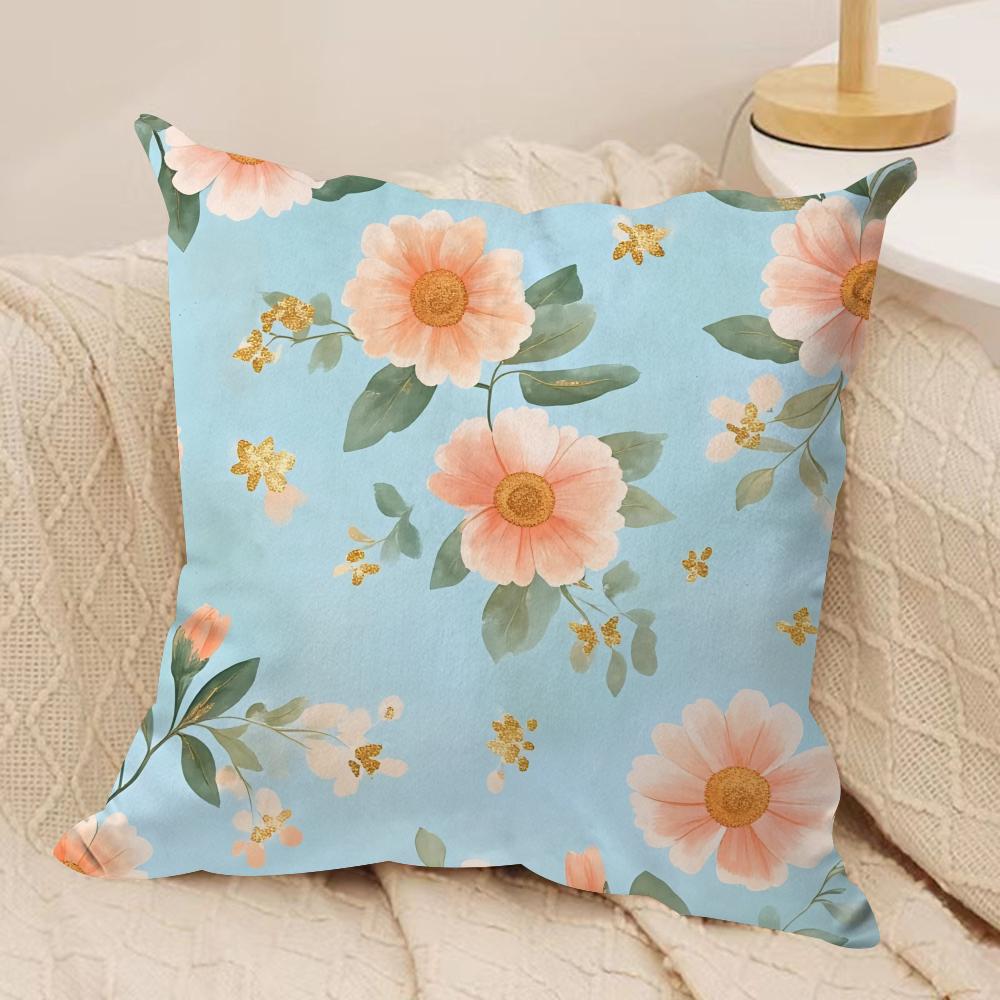 spring floral Cushion Cover Soft Plush Fabric DoubleSided Printed Cushion Covers for All Seasons Modern HomeDecor Gift