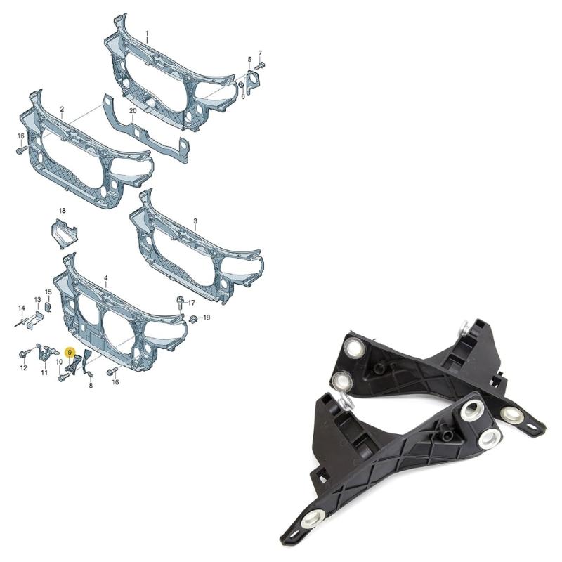 1 Pair Car Front Bumper Headlight Bracket Mount Left & Right Bumper Bracket Mount Holder 8E0805363
