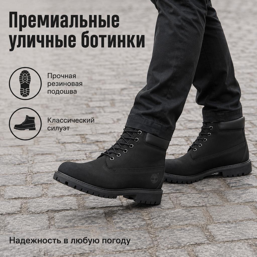 Timberland Bota Premium de 6 Pulgadas Negra Zapatillas para Hombre TB010073-001