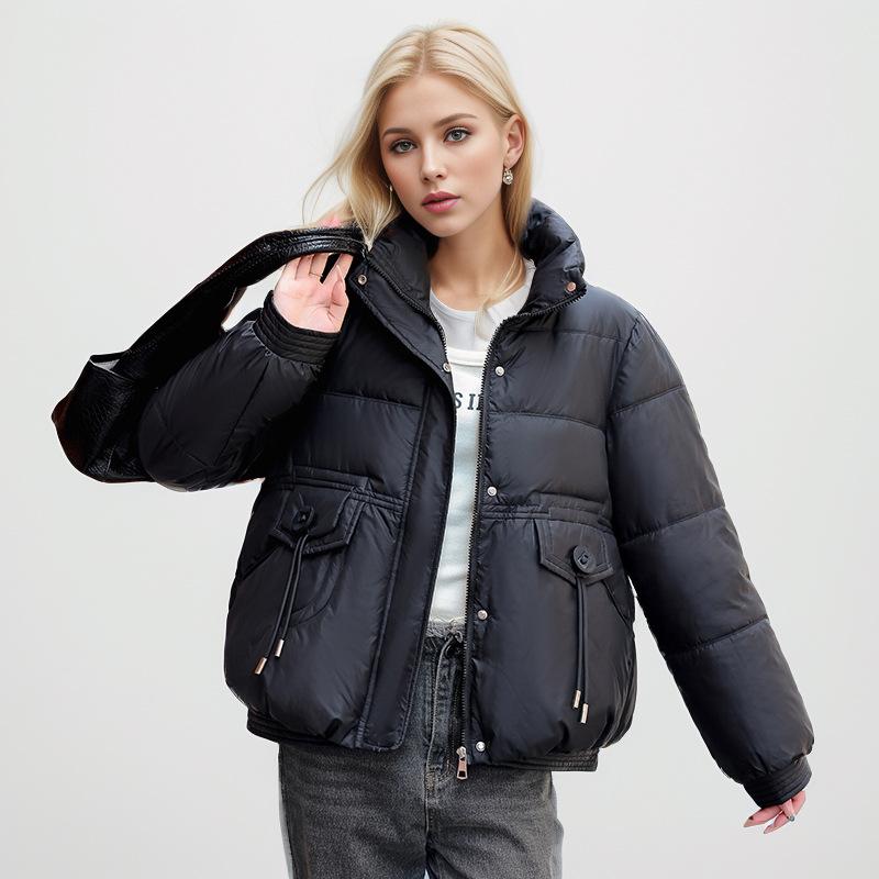 GMXIA Damen Vintage Casual Einfarbig Druck Herbst Winter Langarm Stehkragen Jacken & Mäntel