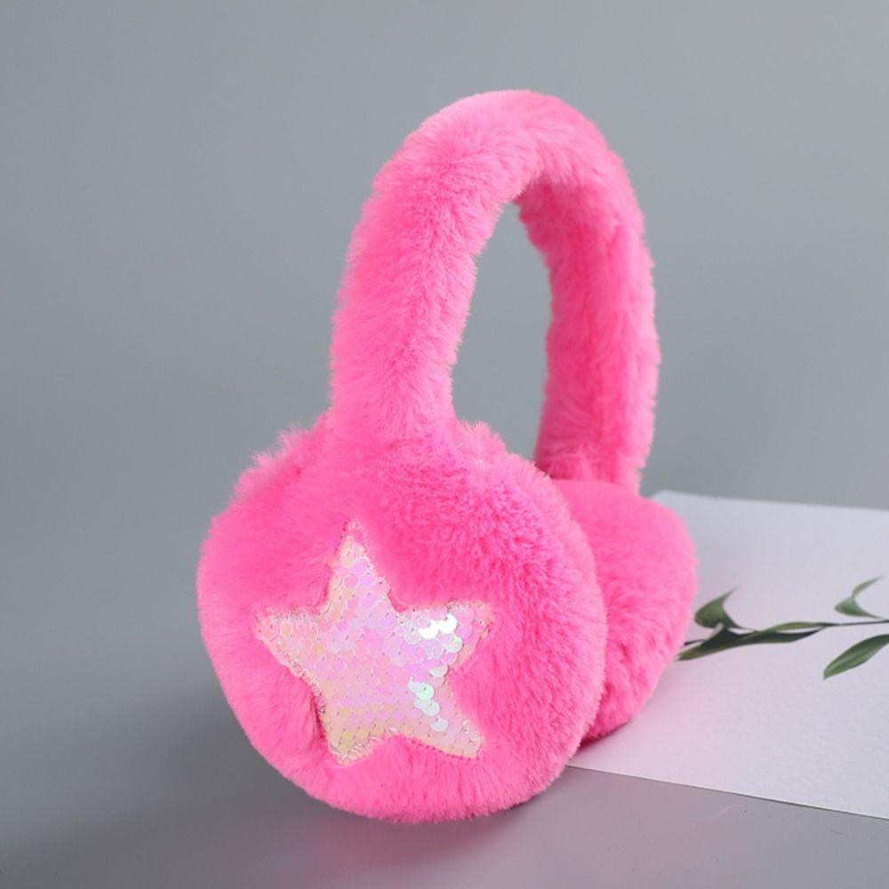 Cute Ear Warmer Anti-Freeze Winter Warm Ear Cover Thickening Sequins Star Earmuffs for Women Girls