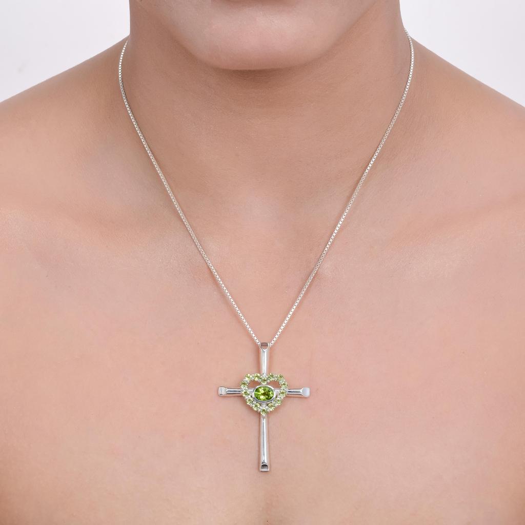 Gemstone cross pendant 925 silver cross charm jewelry zivori pendant green peridot cross