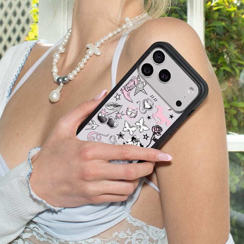 Hot Girl Style Sticker Phone Case for iPhone 17, 16 Pro Max, 15 Plus, 13/14