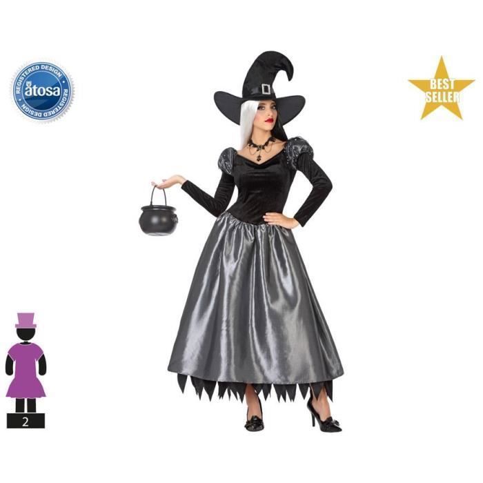 Déguisement De Sorcière Noire Femme - ATOSA - Panoplie De Deguisement - Intérieur - Adulte - Multicolore
